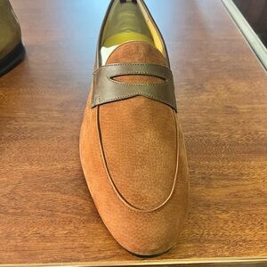 Bally Tan and Brown suede slip on Loafers